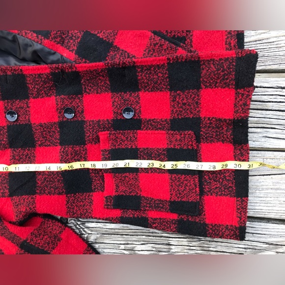 Ladies MAXWELL STUDIO Fall Winter Buffalo Plaid Hooded Pea Coat Jacket XL - Picture 9 of 14